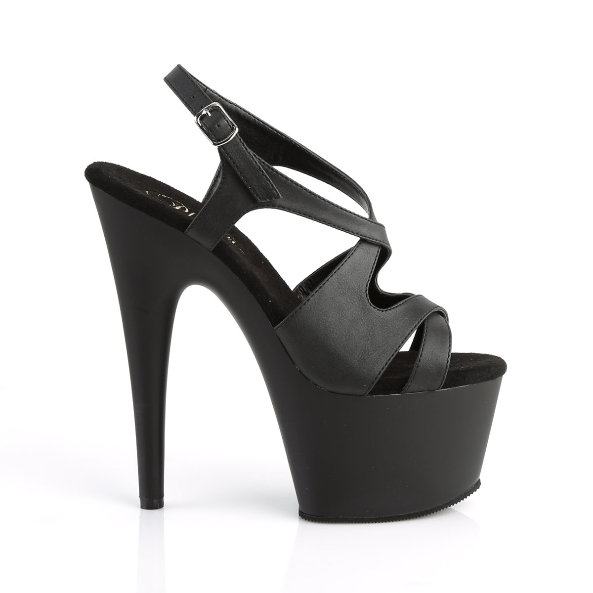 Pleaser Womens Sandals ADORE-730 Blk Faux Leather/Blk Matte