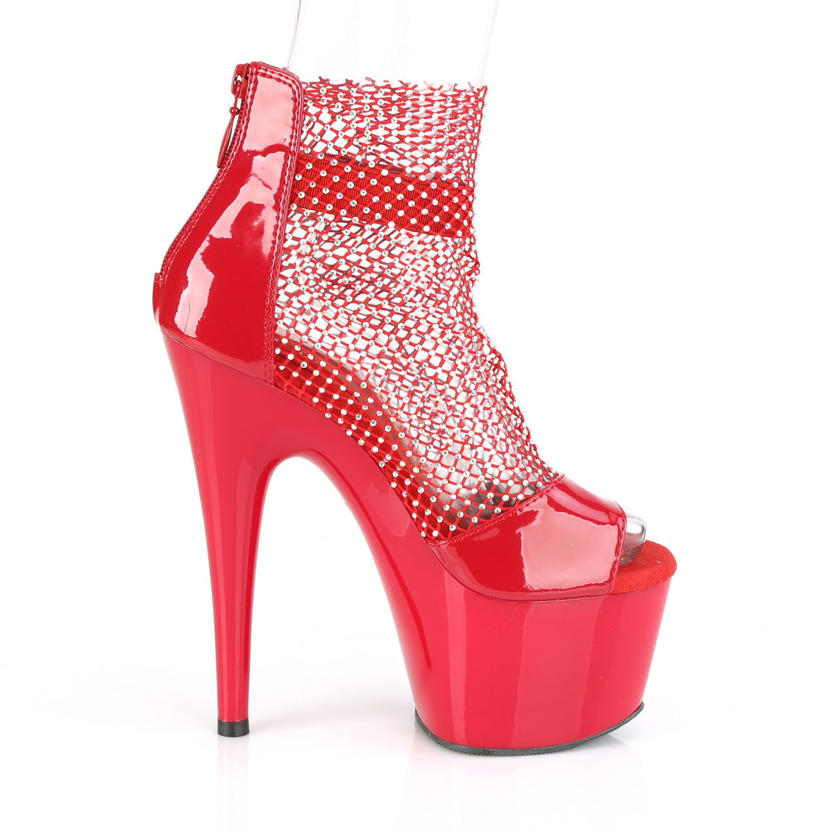 Pleaser Womens Sandals ADORE-765RM Red Pat-RS Mesh/Red