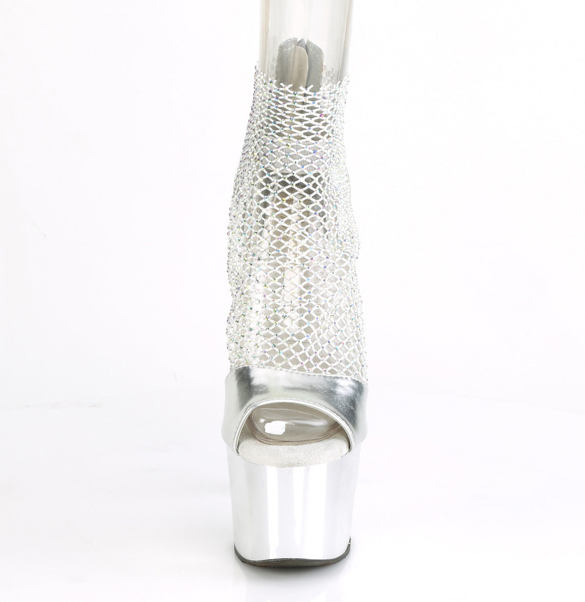 Pleaser Sandales pour femmes ADORE-765rm SLV METALLIQUE PU-RS MESH / SLV CHROME