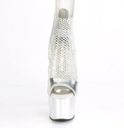 Pleaser Sandales pour femmes ADORE-765rm SLV METALLIQUE PU-RS MESH / SLV CHROME