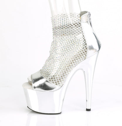 Pleaser Sandales pour femmes ADORE-765rm SLV METALLIQUE PU-RS MESH / SLV CHROME