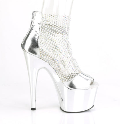 Pleaser Sandales pour femmes ADORE-765rm SLV METALLIQUE PU-RS MESH / SLV CHROME