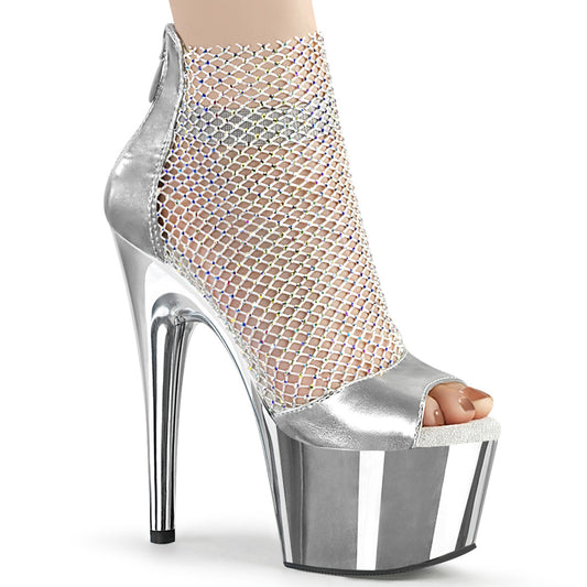 Pleaser Sandales pour femmes ADORE-765rm SLV METALLIQUE PU-RS MESH / SLV CHROME