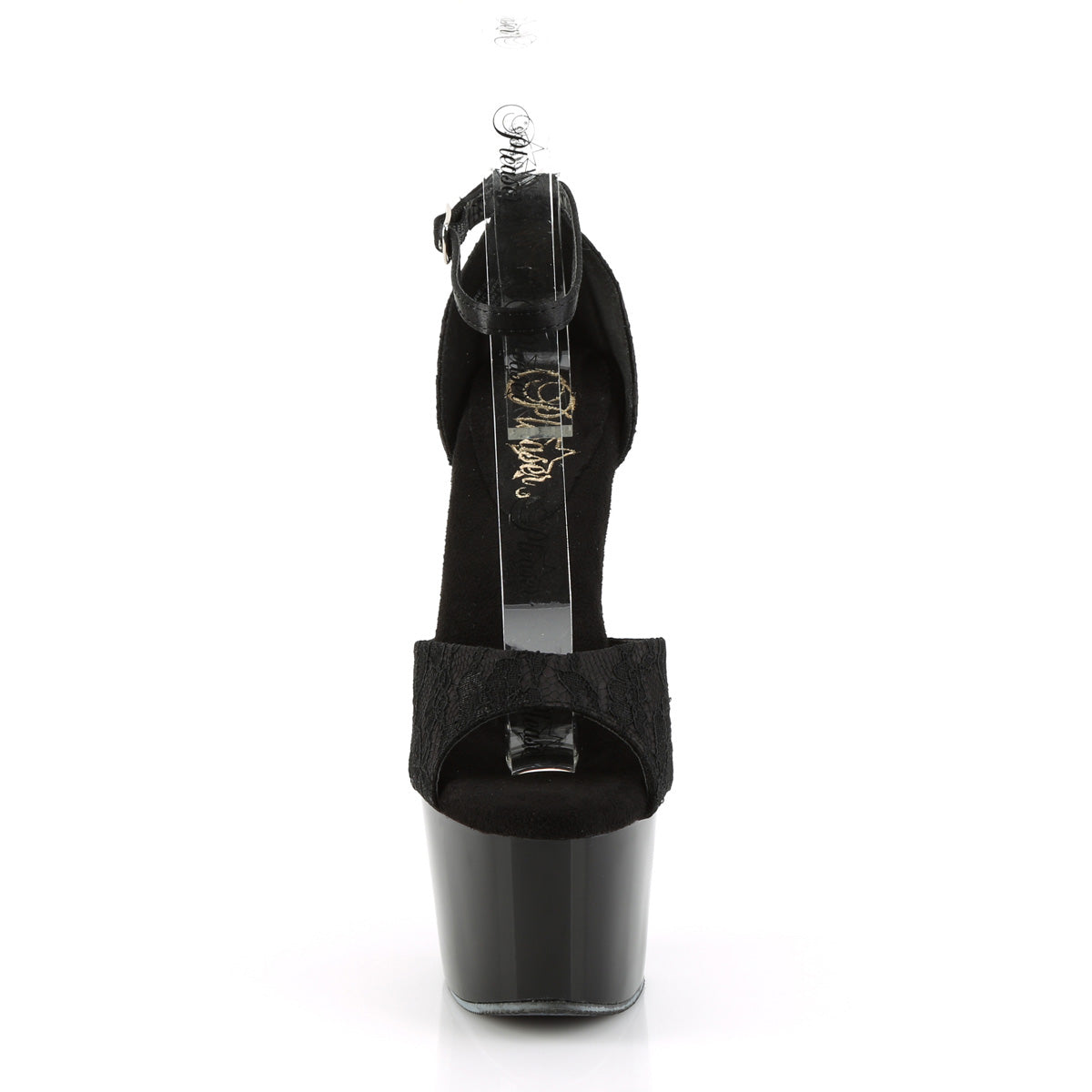 Pleaser Sandales pour femmes ADORE-768 blk satin-blk dentelle / blk