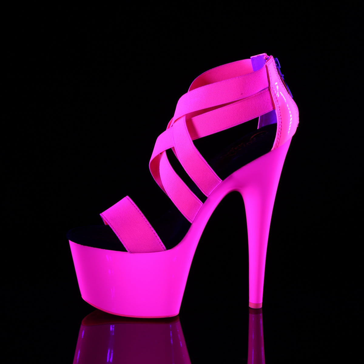 Pleaser Sandales pour femmes ADORE-769udu Neon H. Bande élastique rose-Pat / néon H. rose