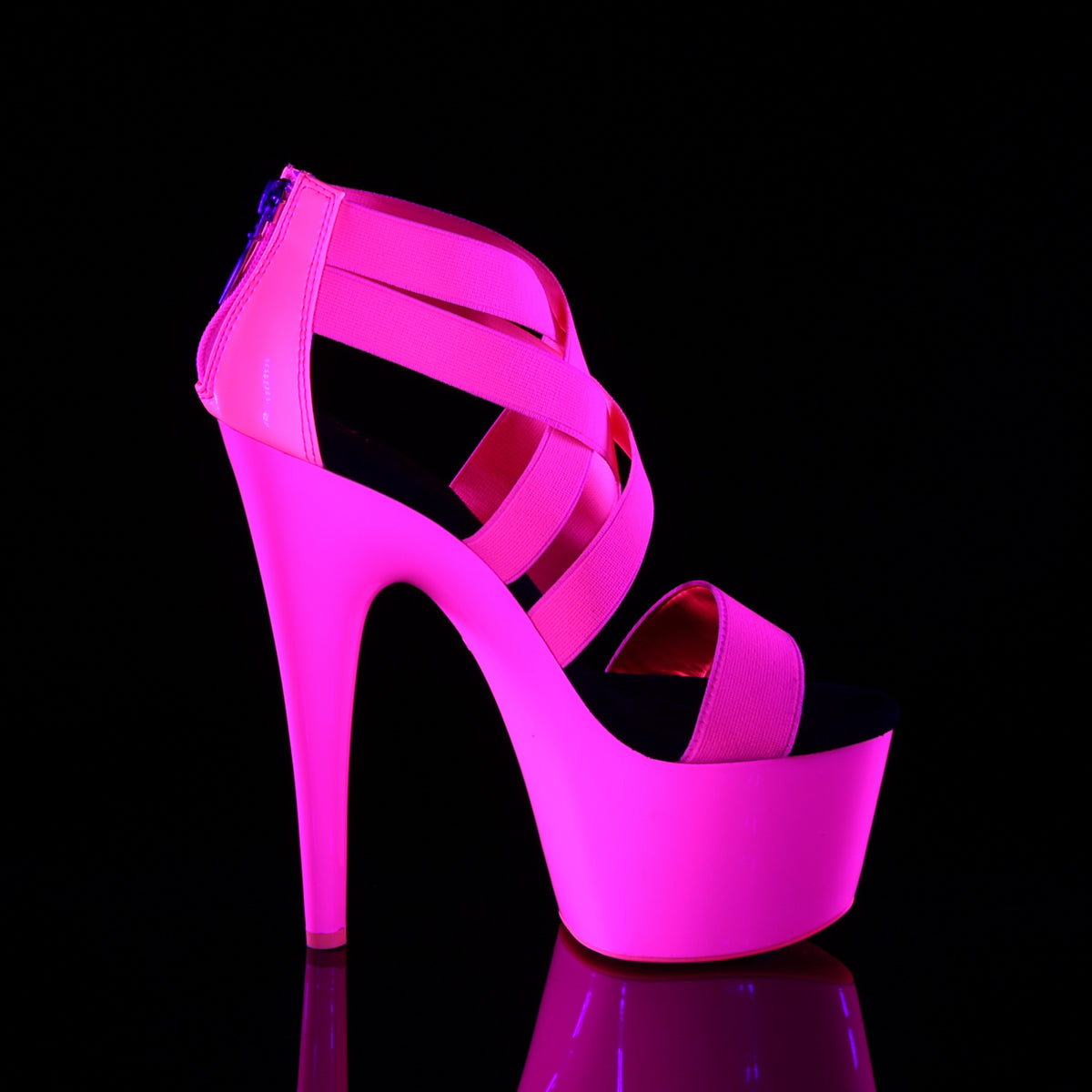 Pleaser Sandales pour femmes ADORE-769udu Neon H. Bande élastique rose-Pat / néon H. rose