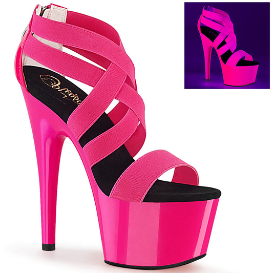 Pleaser Sandales pour femmes ADORE-769udu Neon H. Bande élastique rose-Pat / néon H. rose