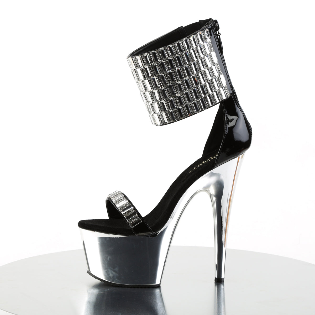 Pleaser Womens Sandals ADORE-789RS Blk/Slv Chrome