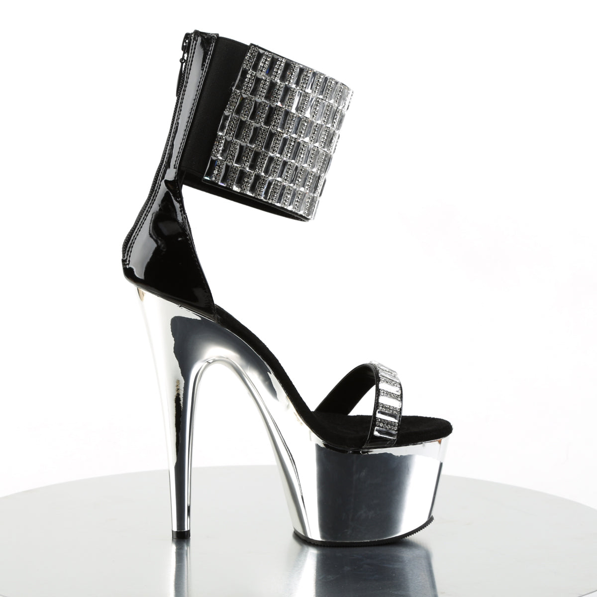 Pleaser Sandales pour femmes ADORE-789rs blk / slv chrome