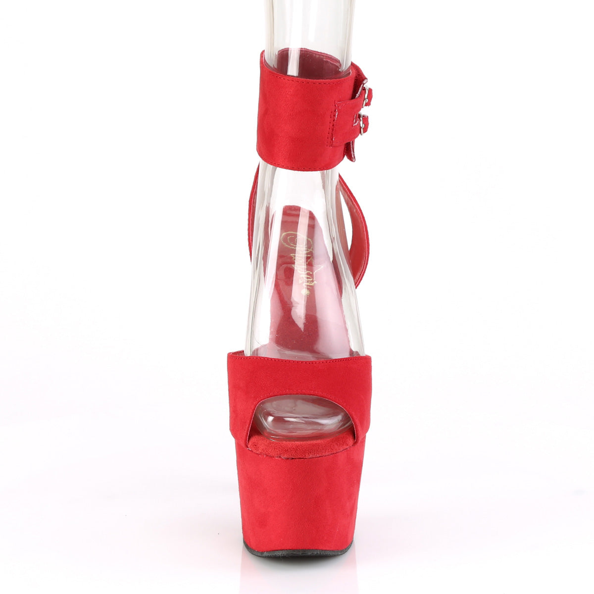 Pleaser Womens Sandals ADORE-791FS Red Faux Suede/Red Faux Suede