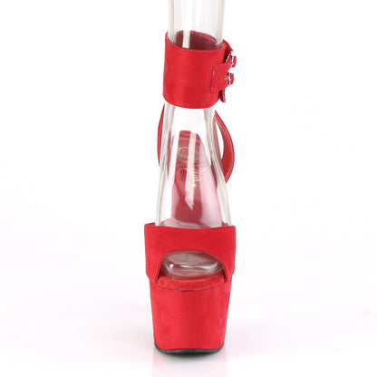 Pleaser Womens Sandals ADORE-791FS Red Faux Suede/Red Faux Suede