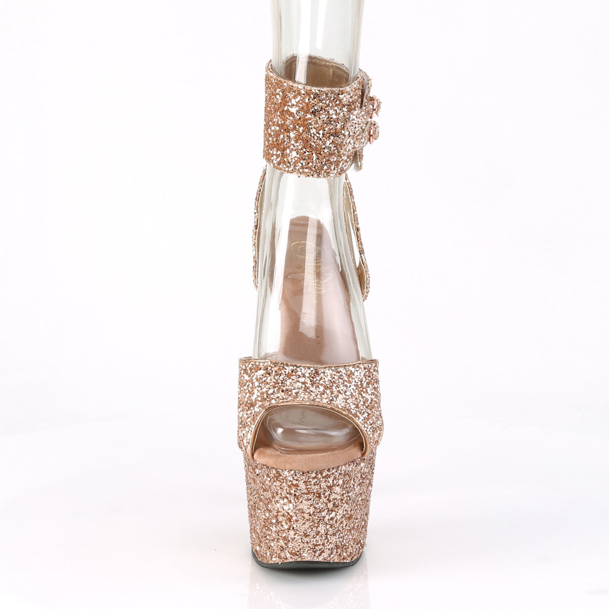 Pleaser Sandales pour femmes ADORE-791LG Rose Gold Glitter / Gold Gold Glitter