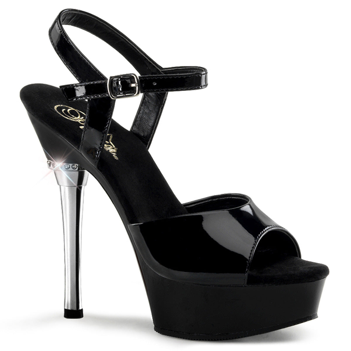 Pleaser Sandales pour femmes ALLURE-609 BLK PAT / BLK