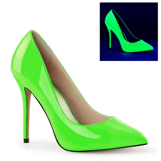 Pleaser Womens Pumps AMUSE-20 Neon Green Pat