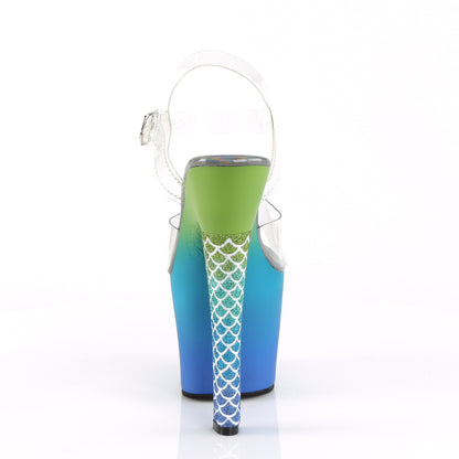 Pleaser Sandales de Womens ARIEL-708OMBRE Clr / Vert-Ombre bleu