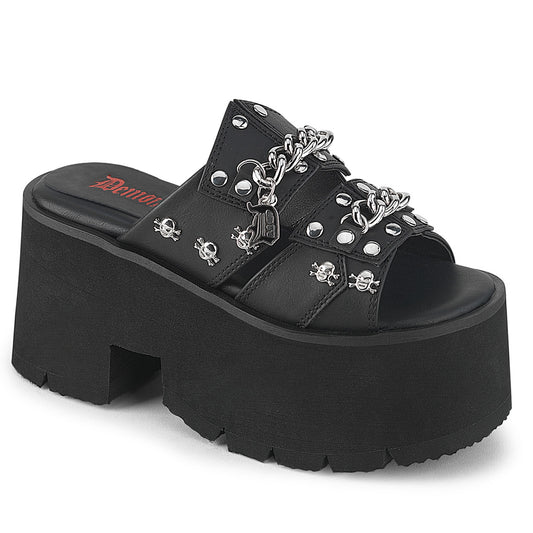 DemoniaCult Women's Sandals ASHES-08 Blk Vegan Leather