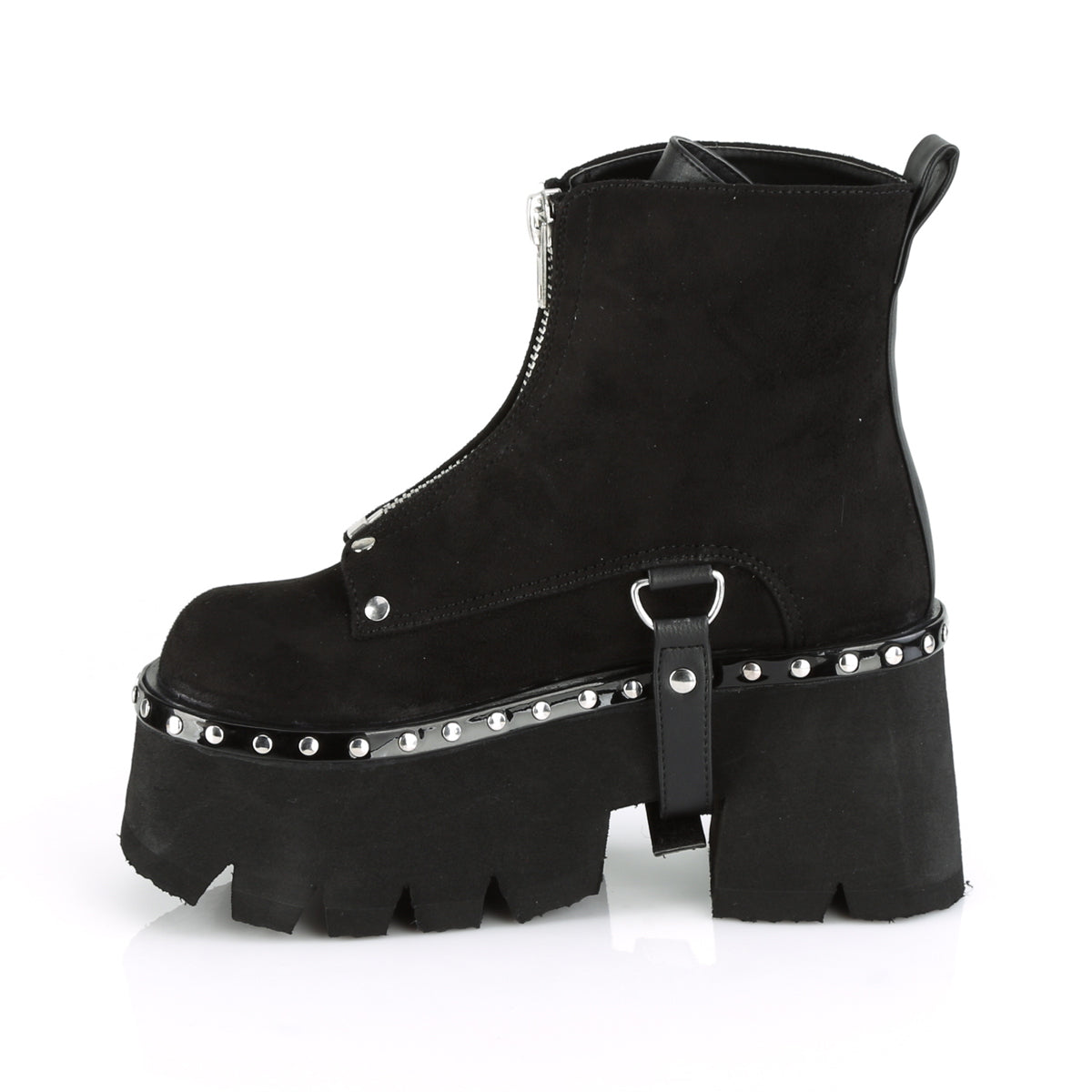 DemoniaCult Bottes de cheville des femmes ASHES-100 Blk Vegan Suede-Blk V. Le