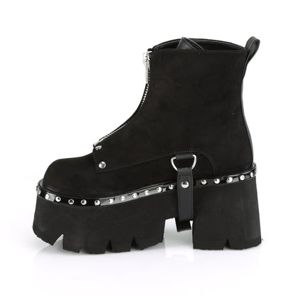 DemoniaCult Bottes de cheville des femmes ASHES-100 Blk Vegan Suede-Blk V. Le