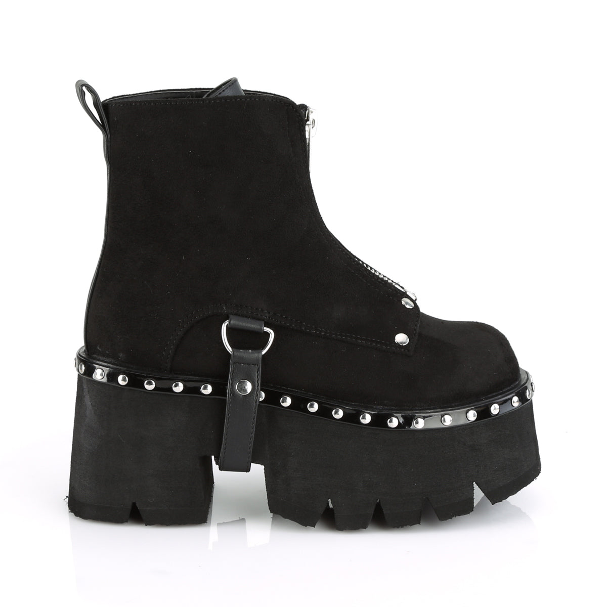 DemoniaCult Bottes de cheville des femmes ASHES-100 Blk Vegan Suede-Blk V. Le