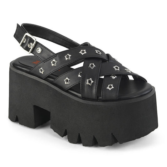 DemoniaCult  Des sandales ASHES-12 Cuir végétalien BLK