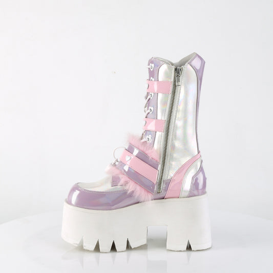 DemoniaCult  Bottes ASHES-120 B.Pink-Lavender Holographic Pat