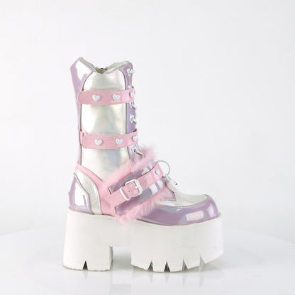 DemoniaCult  Boots ASHES-120 B.Pink-Lavender Holographic Pat