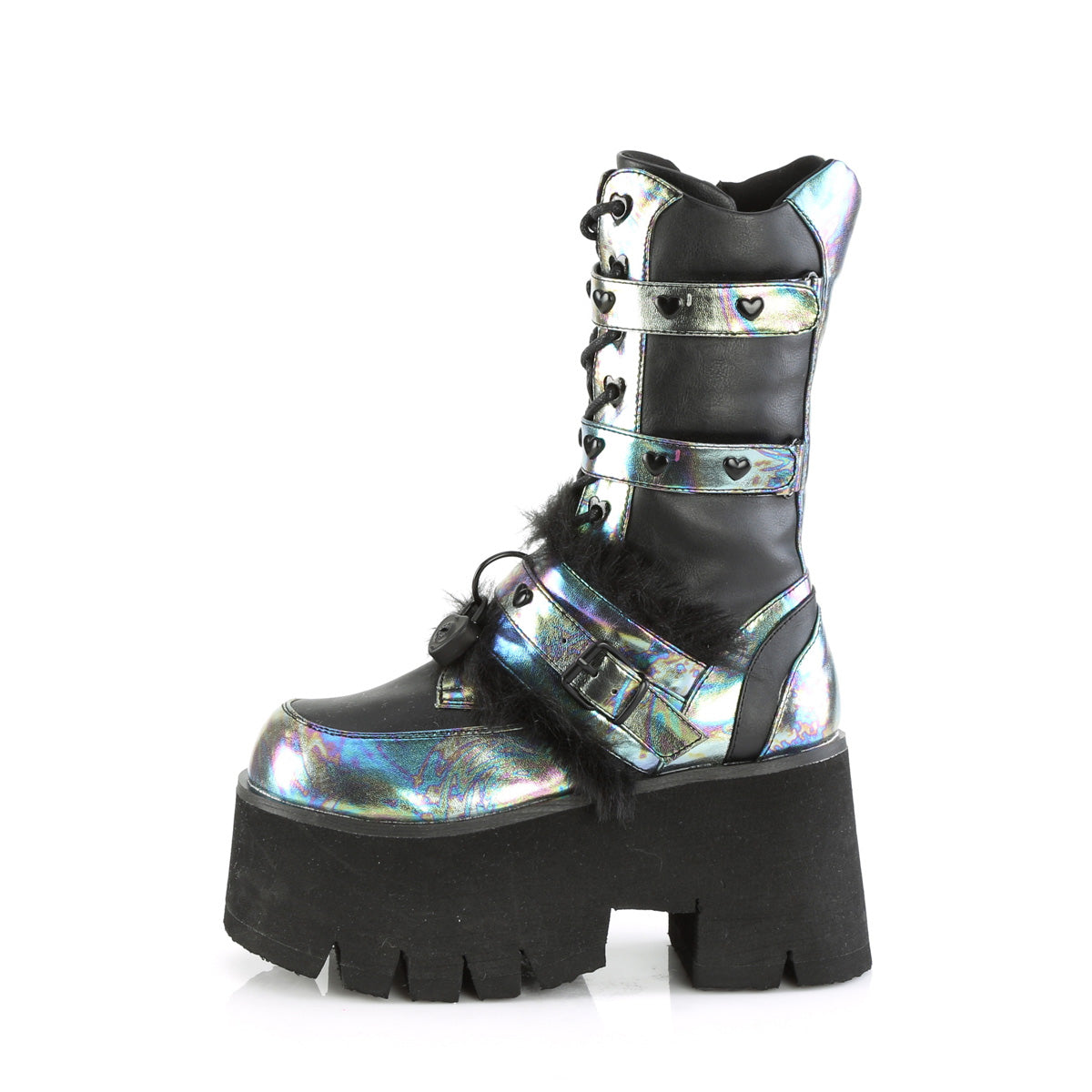 DemoniaCult  Boots ASHES-120 Blk Vegan Le Green Multi Oil