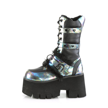 DemoniaCult  Boots ASHES-120 Blk Vegan Le Green Multi Oil