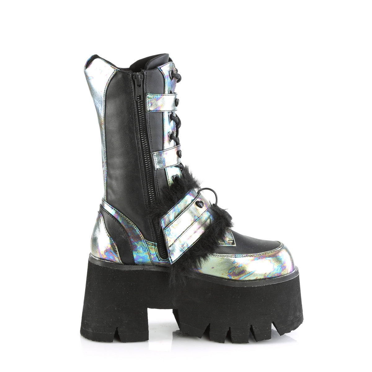 DemoniaCult  Boots ASHES-120 Blk Vegan Le Green Multi Oil
