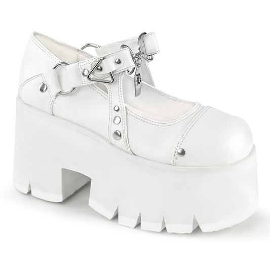 DemoniaCult  Pompes ASHES-33 Wht Vegan Leather