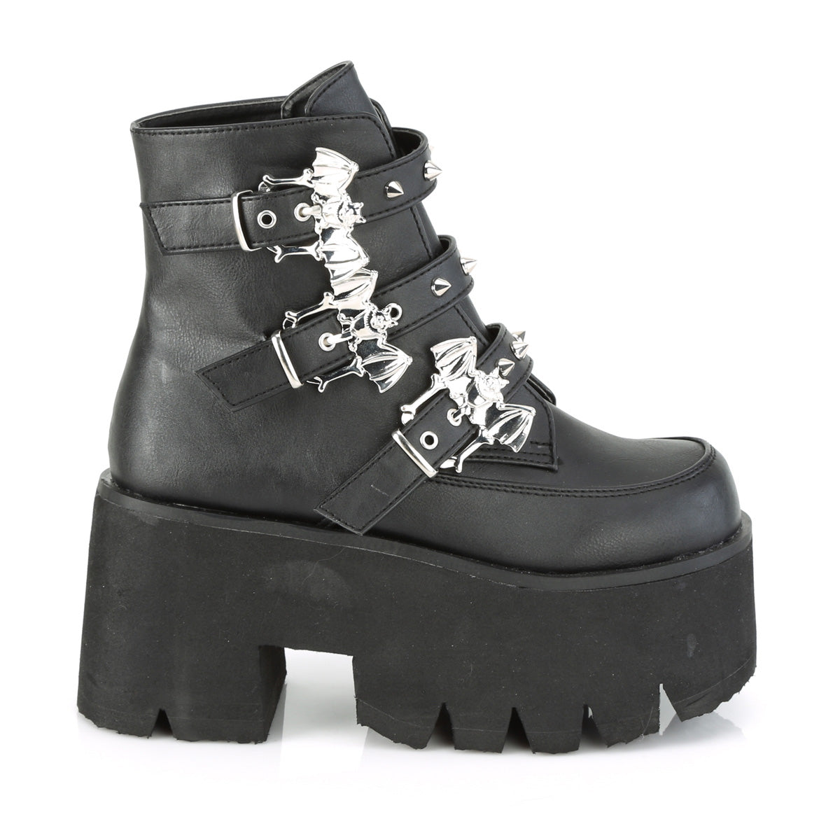 DemoniaCult Womens Ankle Boots ASHES-55 Blk Vegan Leather