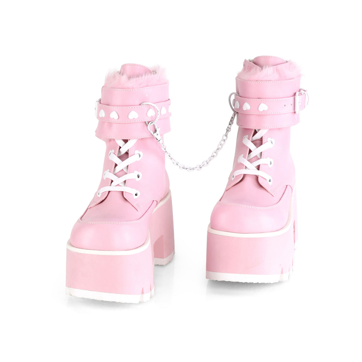 DemoniaCult  Bottines ASHES-57 B. Cuir végétalien rose