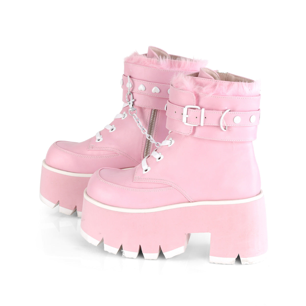 DemoniaCult  Bottines ASHES-57 B. Cuir végétalien rose
