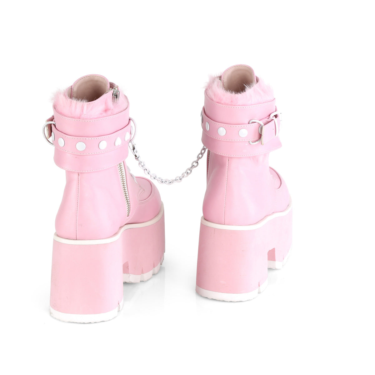 DemoniaCult  Bottines ASHES-57 B. Cuir végétalien rose