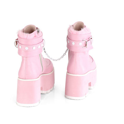 DemoniaCult  Bottines ASHES-57 B. Cuir végétalien rose