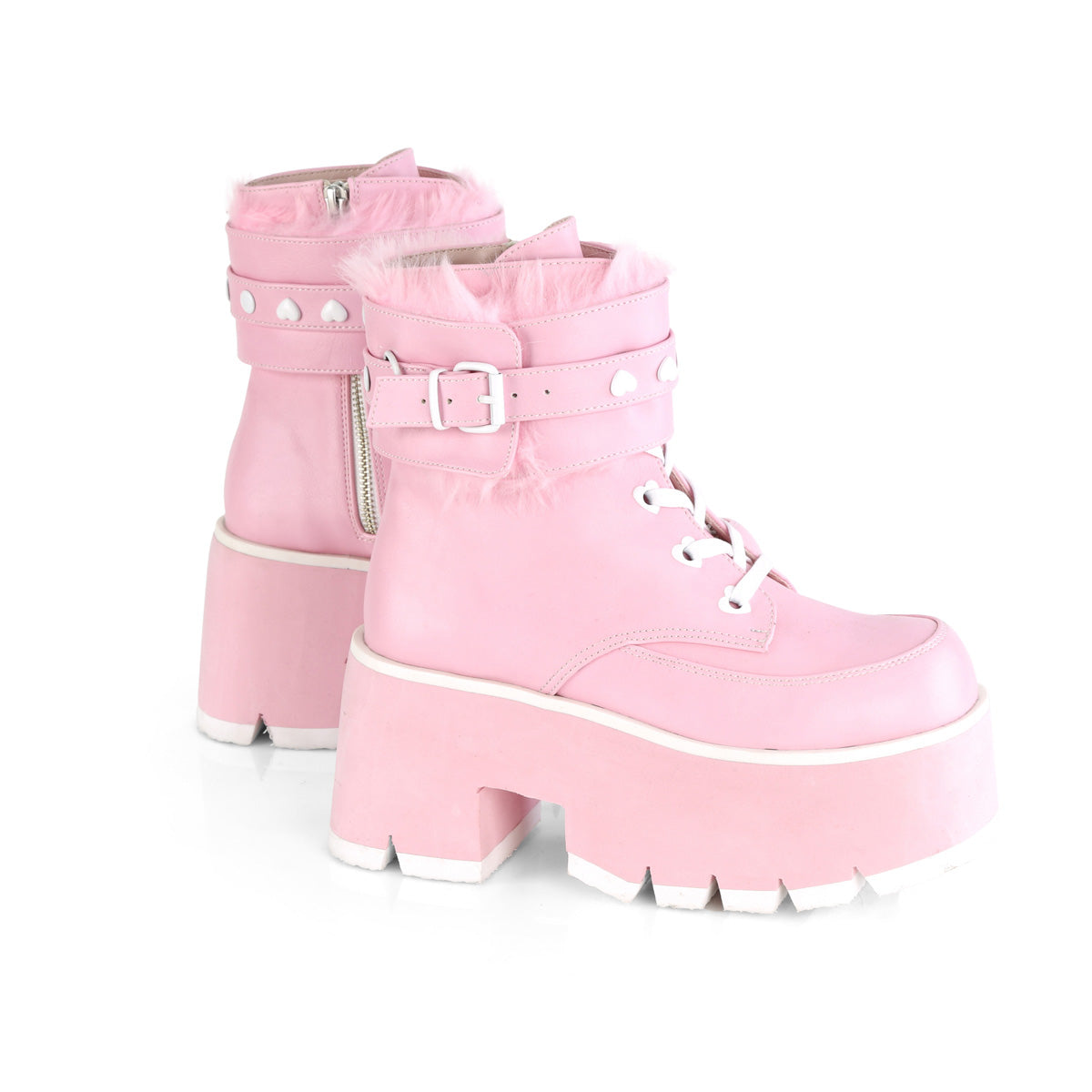 DemoniaCult  Bottines ASHES-57 B. Cuir végétalien rose