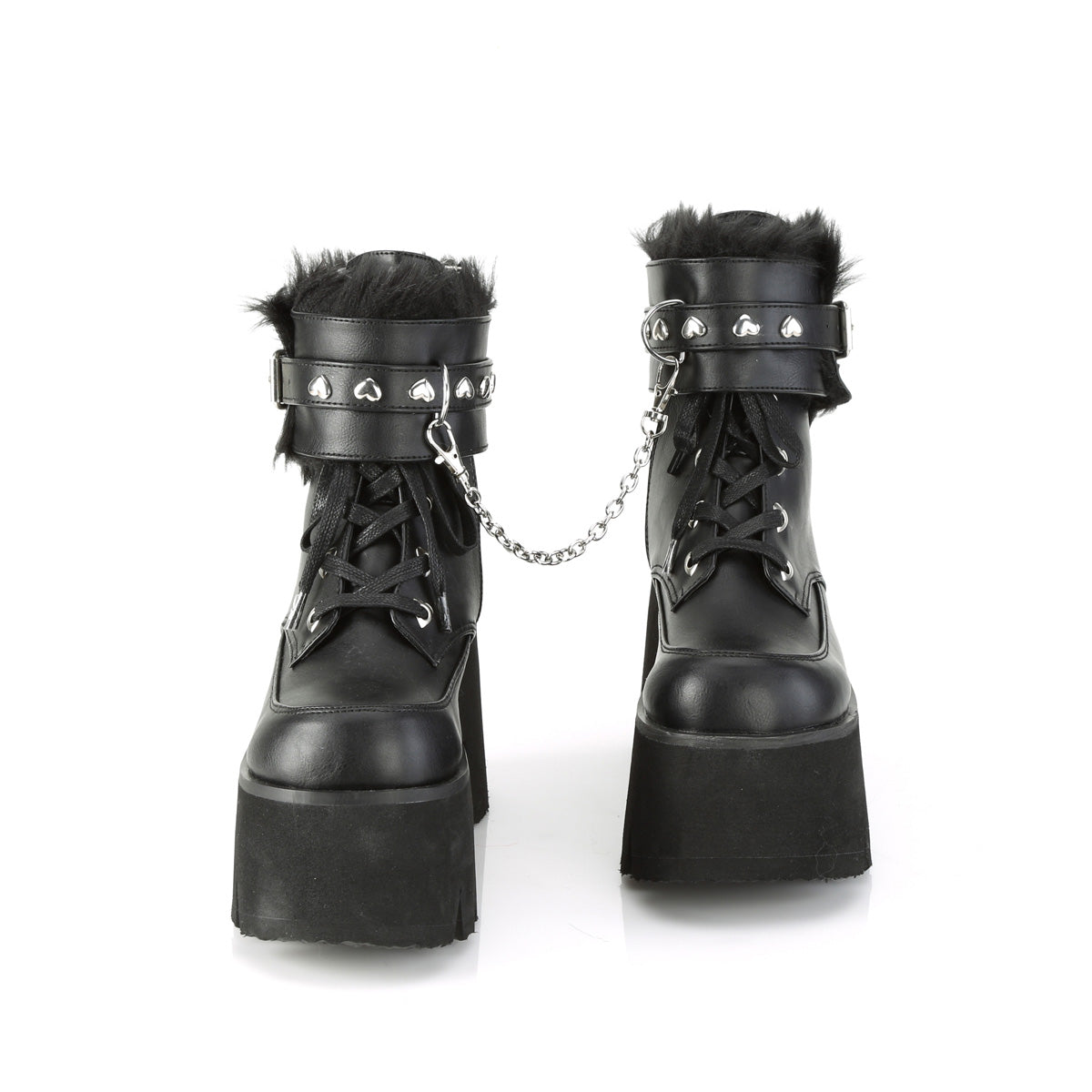 DemoniaCult Bottes de cheville des femmes ASHES-57 Cuir végétalien BLK