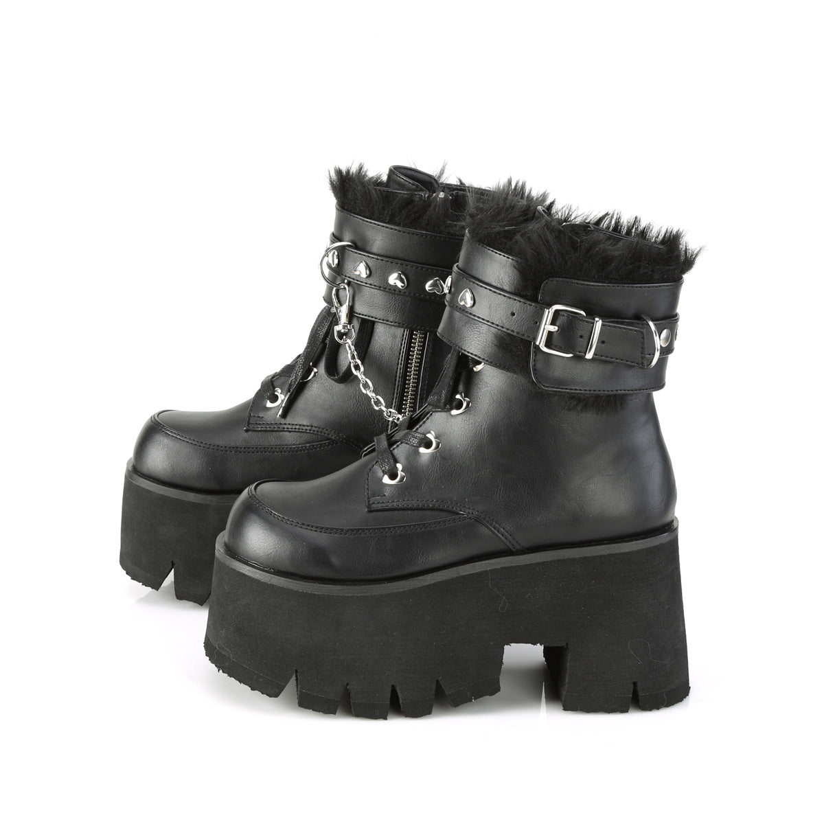 DemoniaCult Bottes de cheville des femmes ASHES-57 Cuir végétalien BLK