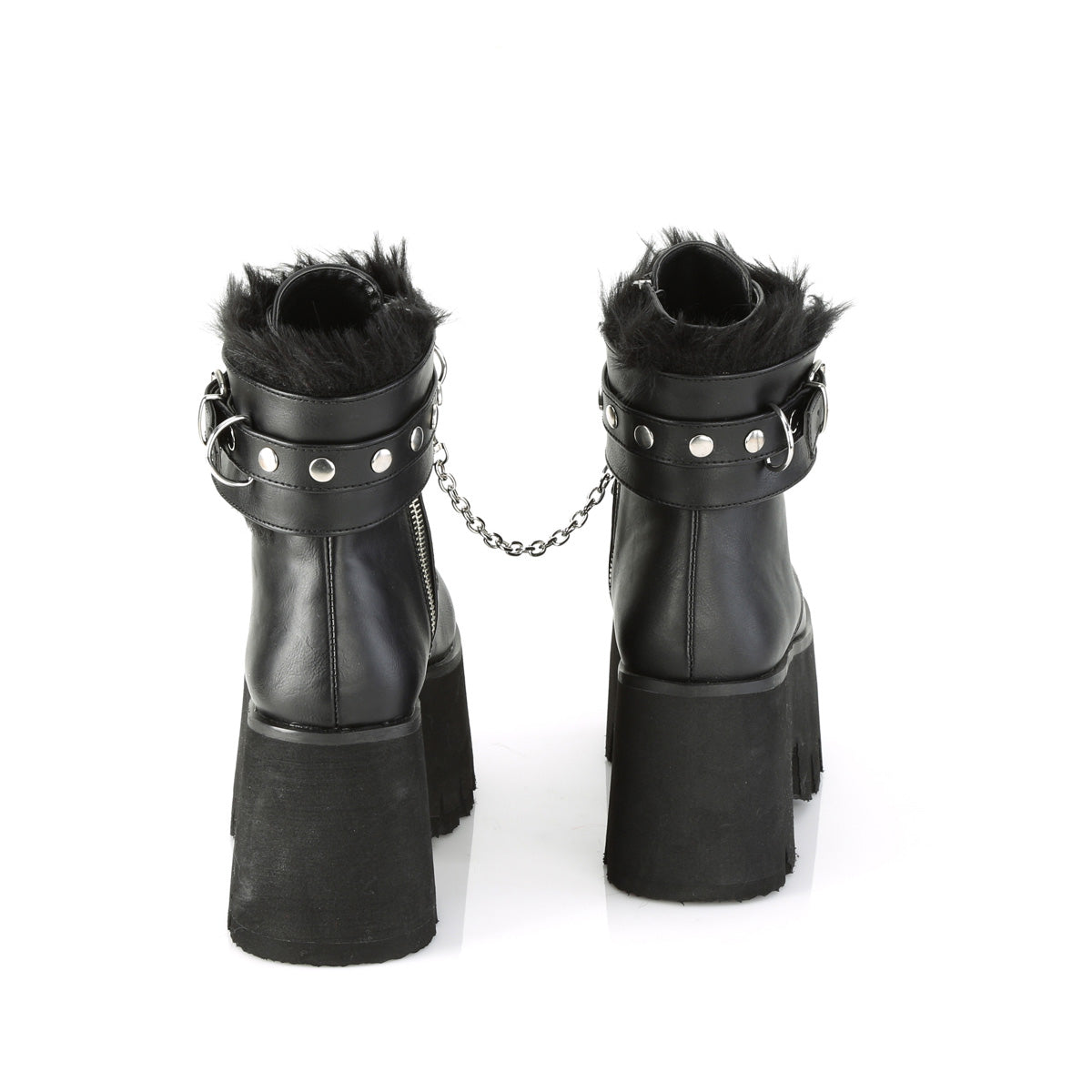 DemoniaCult Bottes de cheville des femmes ASHES-57 Cuir végétalien BLK