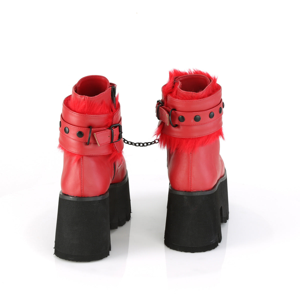 DemoniaCult Bottes de cheville des femmes ASHES-57 cuir végétalien rouge