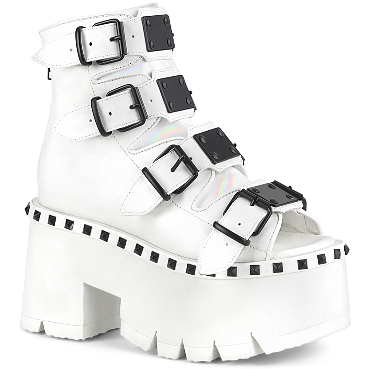 DemoniaCult Sandales féminines ASHES-70 Wht Vegan Leather