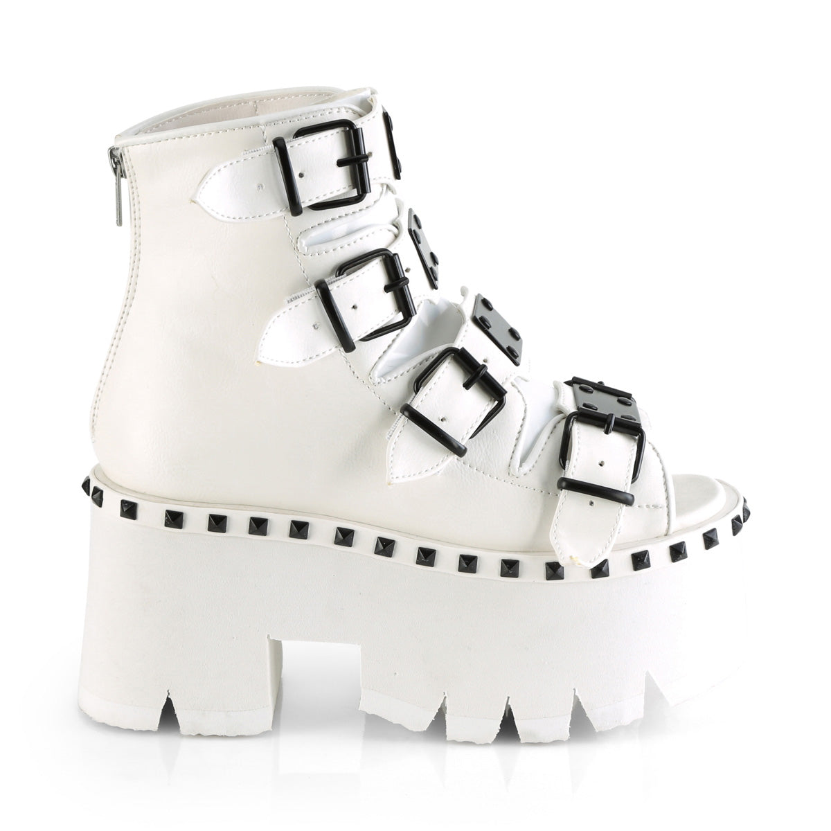 DemoniaCult Sandales féminines ASHES-70 Wht Vegan Leather