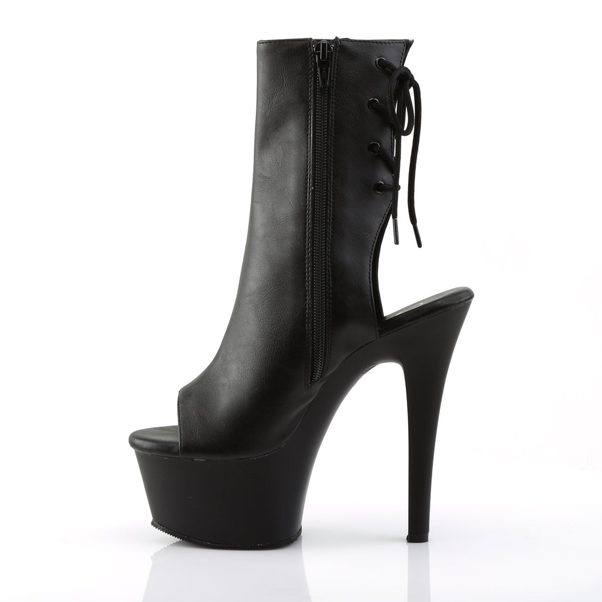 Pleaser Womens Ankle Boots ASPIRE-1018 Blk Faux Leather/Blk Matte