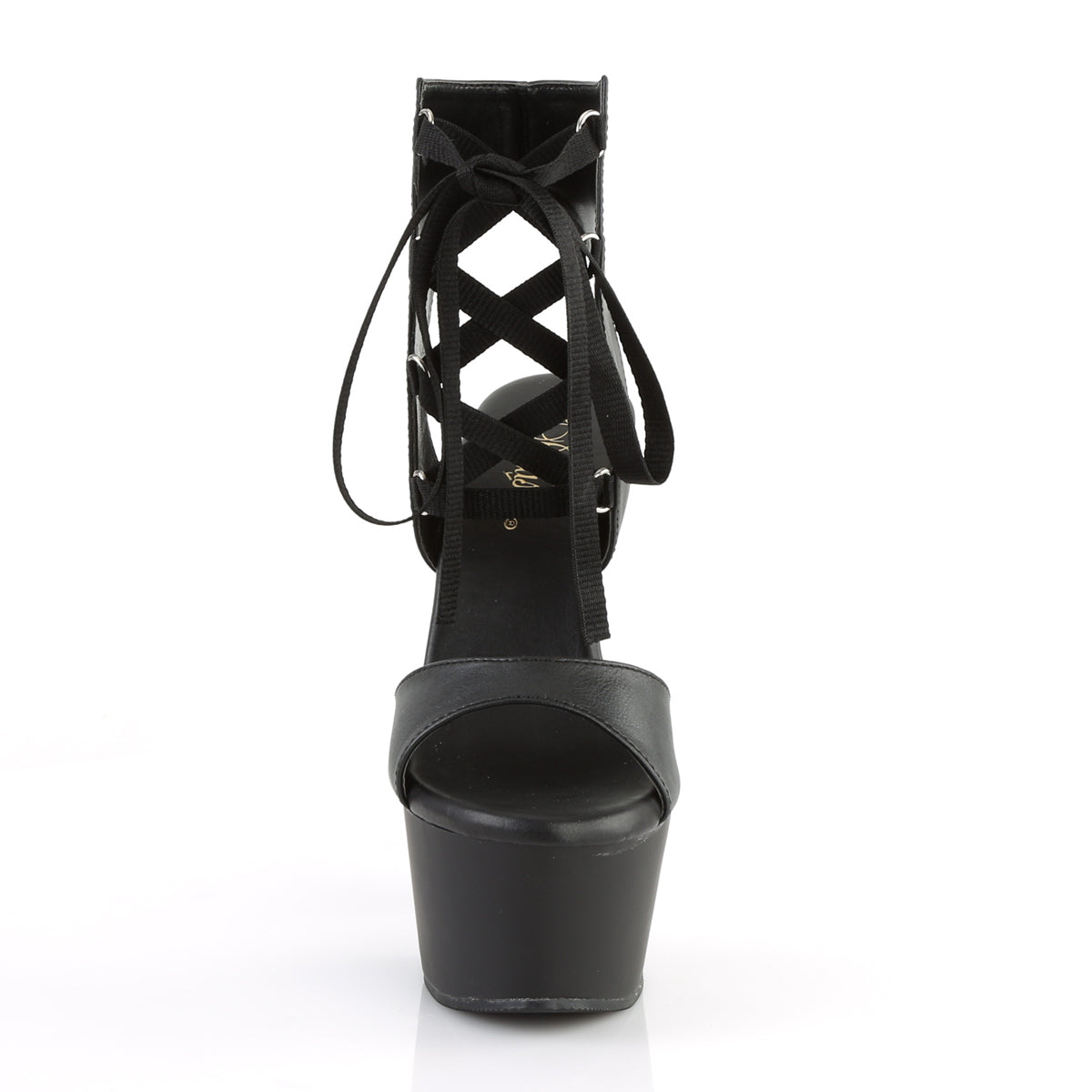 Pleaser Sandales pour femmes ASPIRE-600-14 BLK FAUX CUIR / BLK MATTE