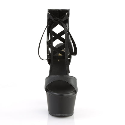 Pleaser Sandales pour femmes ASPIRE-600-14 BLK FAUX CUIR / BLK MATTE