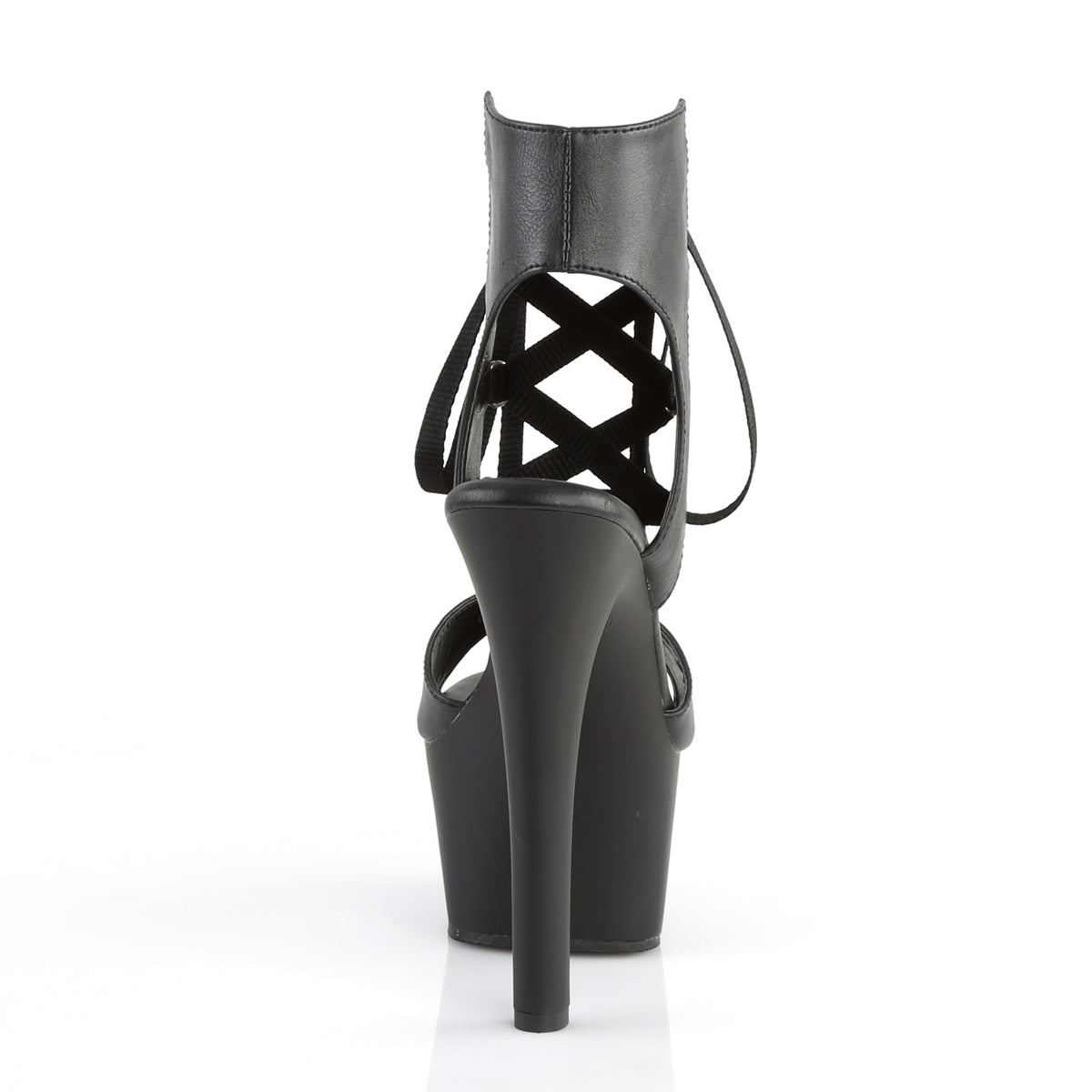 Pleaser Sandales pour femmes ASPIRE-600-14 BLK FAUX CUIR / BLK MATTE