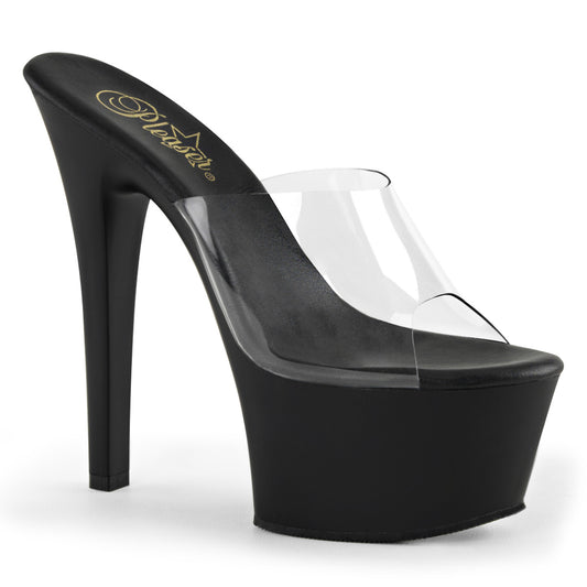 Pleaser Womens Sandals ASPIRE-601 Clr/Blk Matte