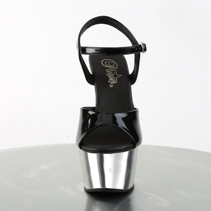 Pleaser Sandales pour femmes ASPIRE-609 BLK PAT / SLV CHROME