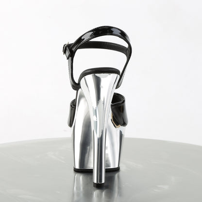 Pleaser Sandales pour femmes ASPIRE-609 BLK PAT / SLV CHROME