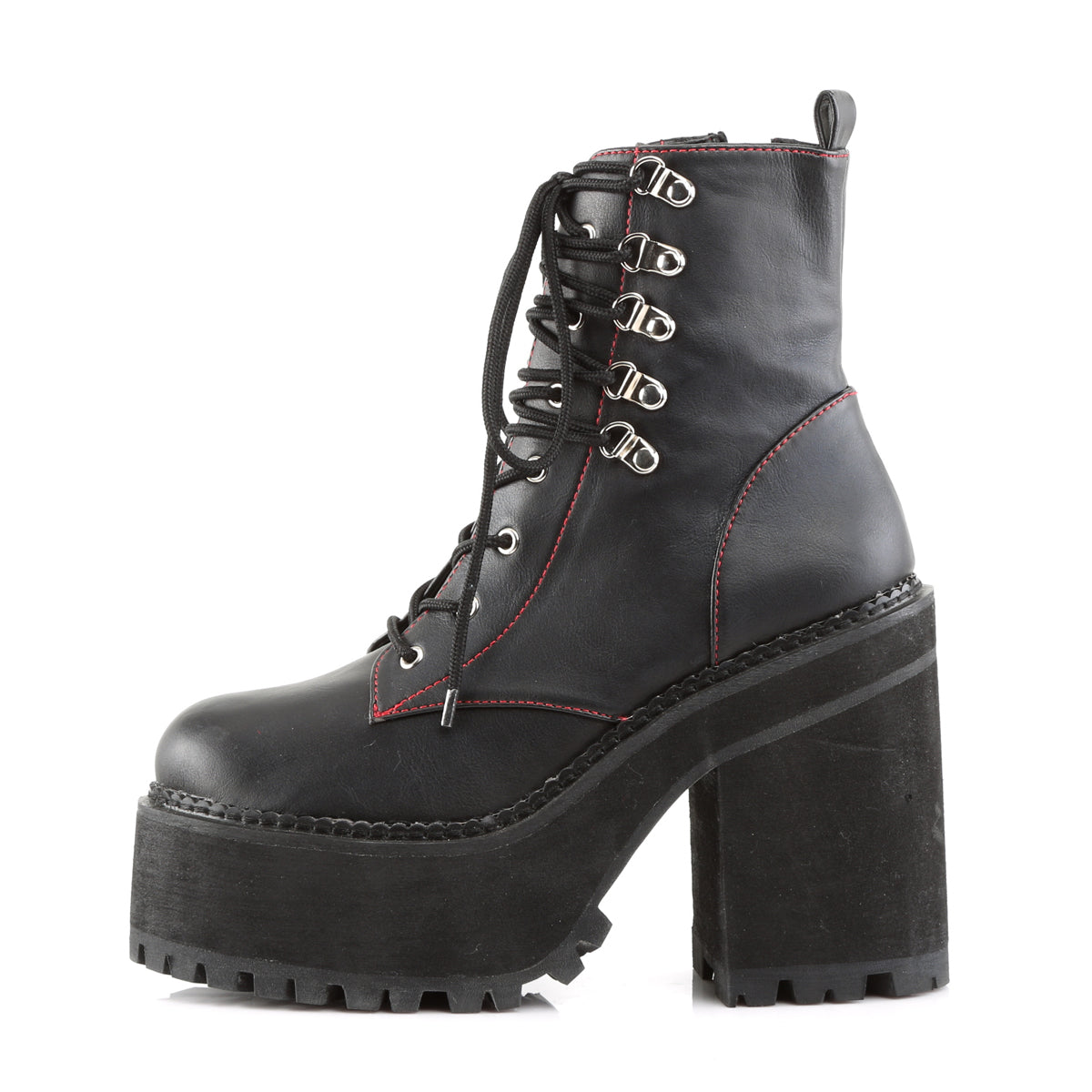 DemoniaCult Bottes de cheville des femmes ASSAULT-100 Cuir végétalien BLK